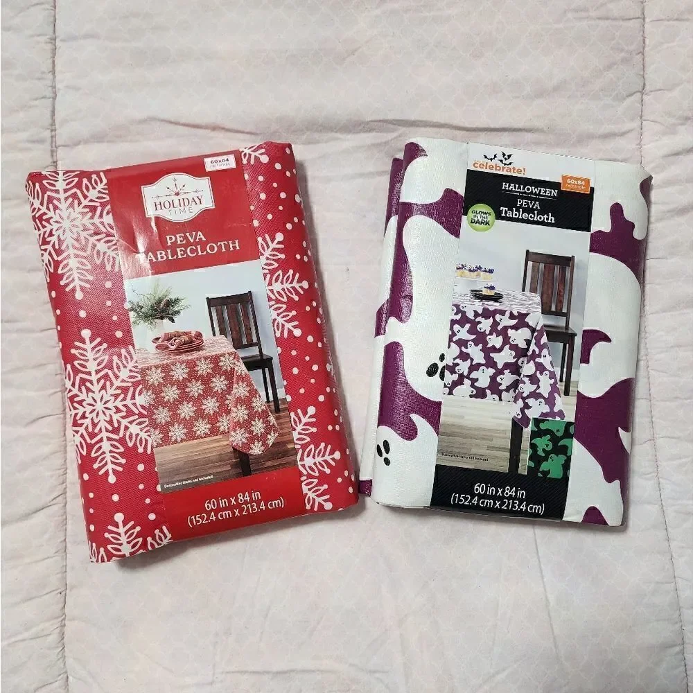 New Lot of two Halloween Christmas Peva Tablecloth